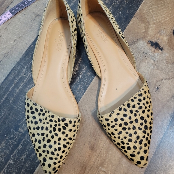 J. Crew Shoes - 7.5 J Crew Leather Calf Hair Leopard Cheetah Animal Print Pointed Flats